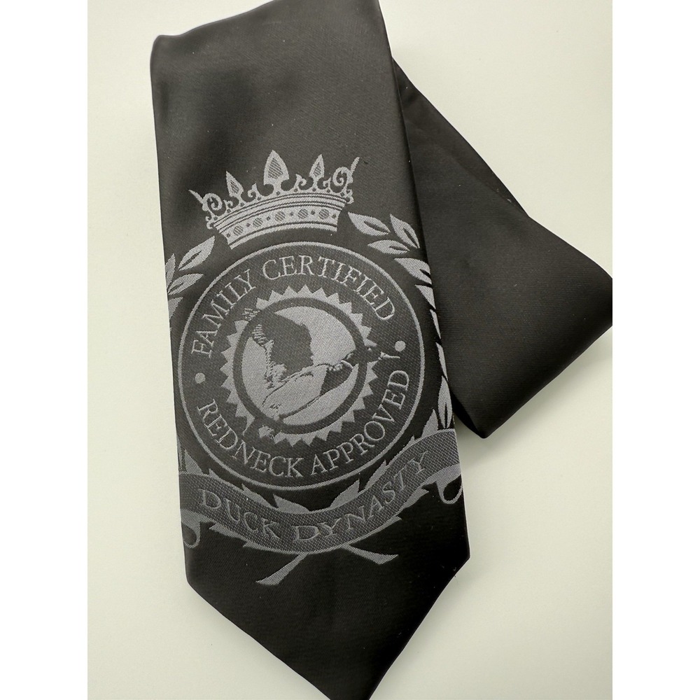 Duck Dynasty Tie Men's Necktie Black Hand Made Family Certified Redneck Approved